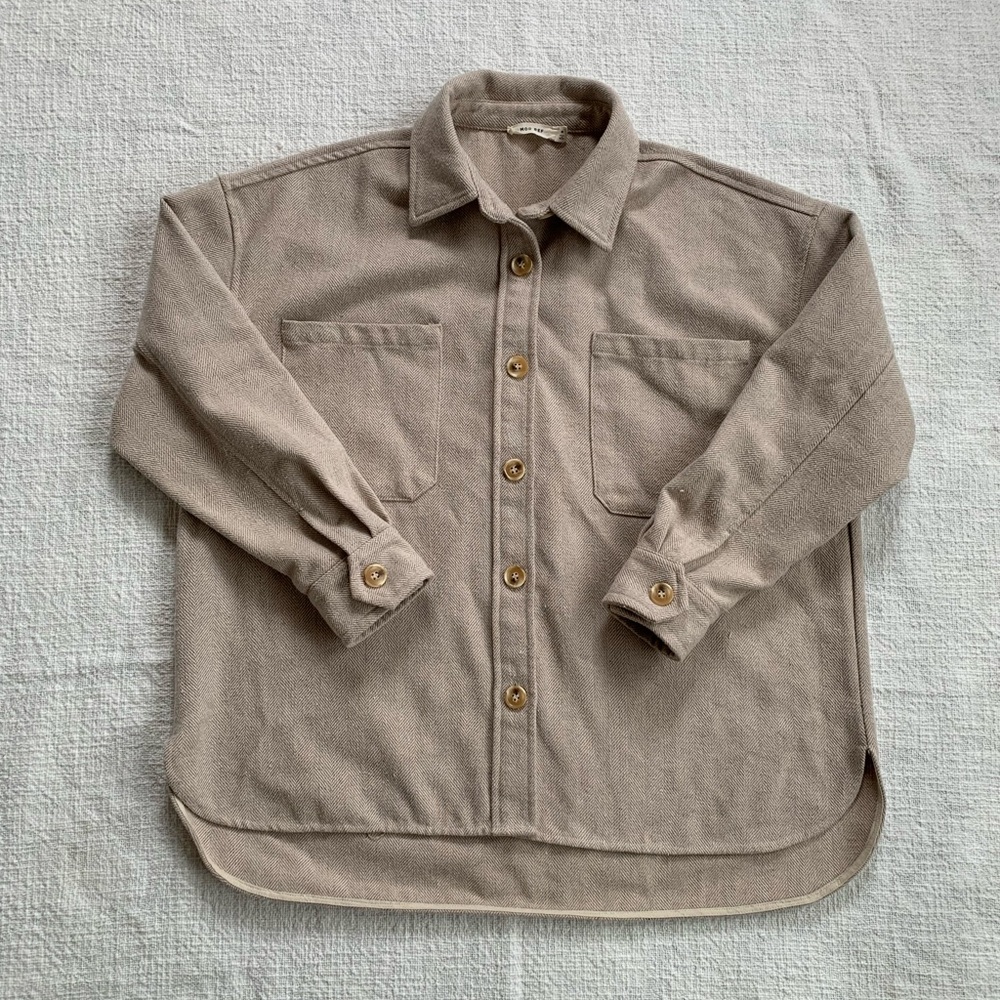 Mod Ref Cream Herringbone Shacket